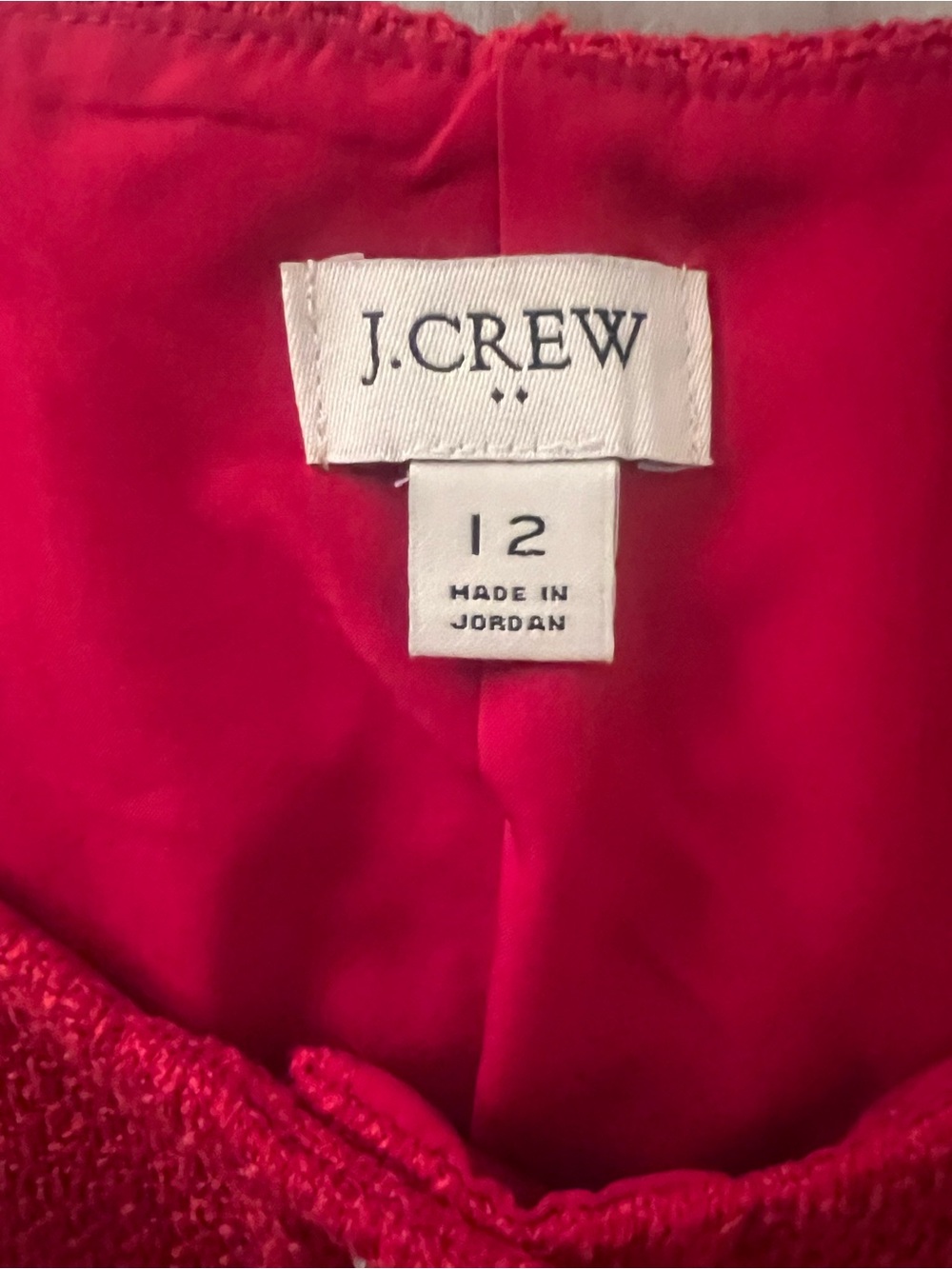 J.Crew Holiday Red Bouclé/Tweed-Texture Dress Crystal Jeweled floral buttons - Picture 14 of 14